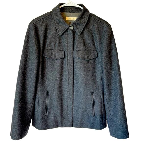 Vintage 90’s J. Crew wool blend women’s zip chore jacket. Military gray. Size M - Picture 1 of 6